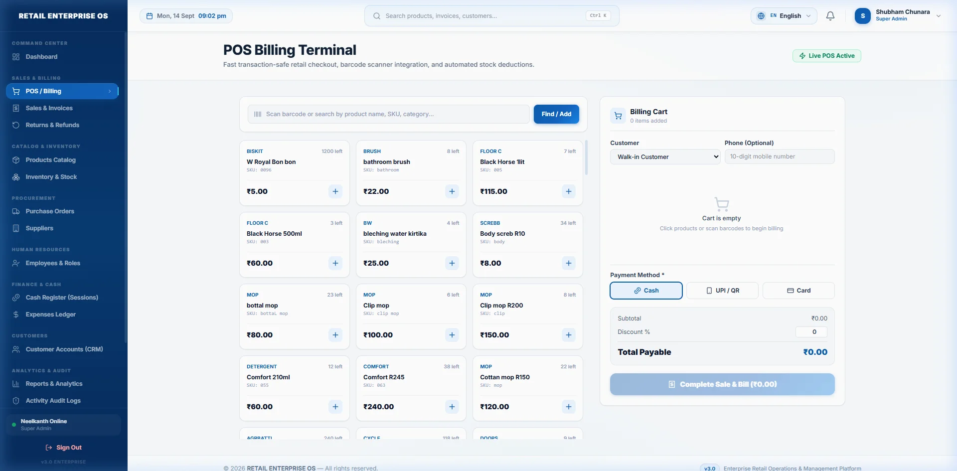POS Terminal and Billing Checkout