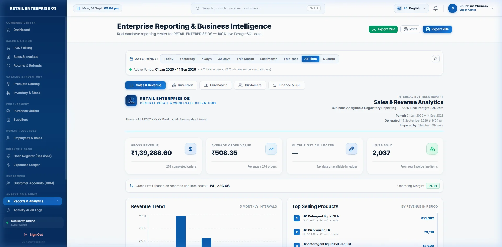Business Intelligence and Analytics Reports